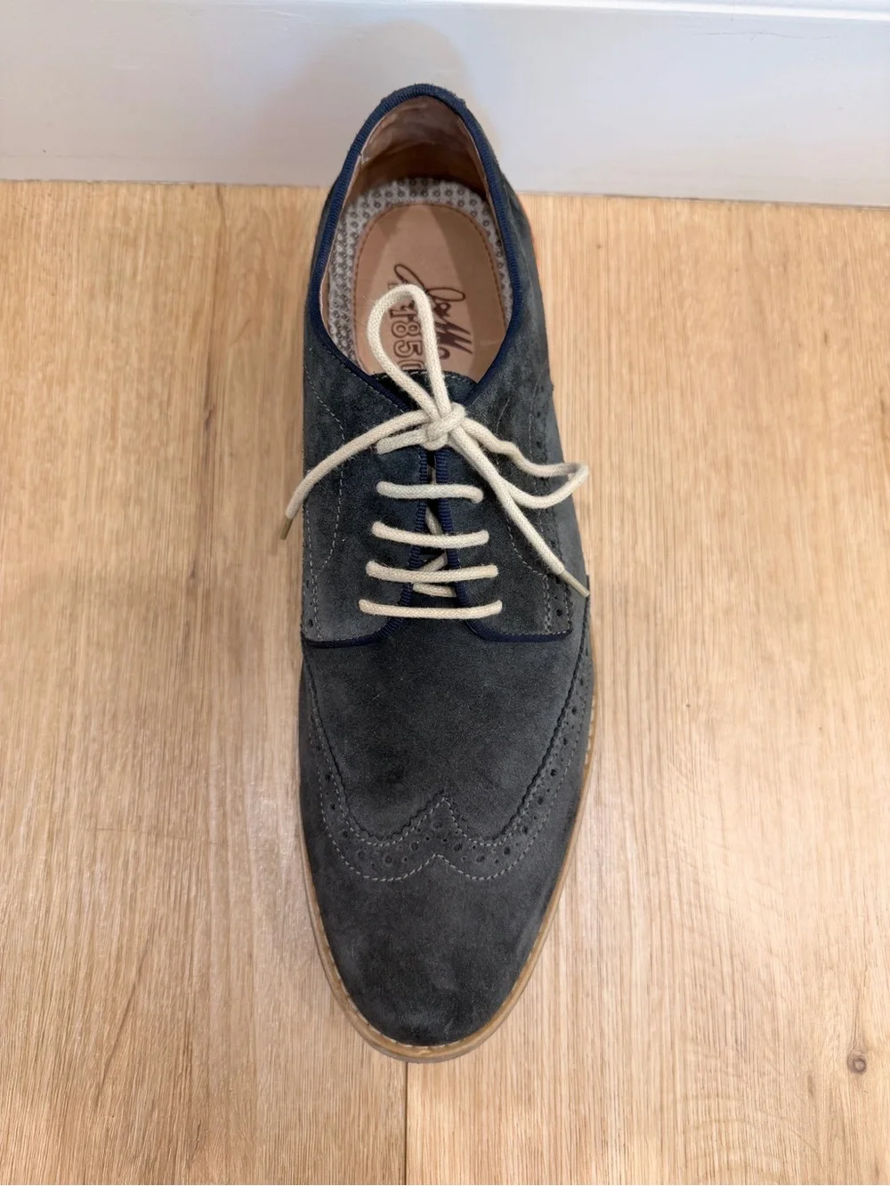 Johnston & Murphy Gray Suede Wingtip Sneakers with Tan Accents